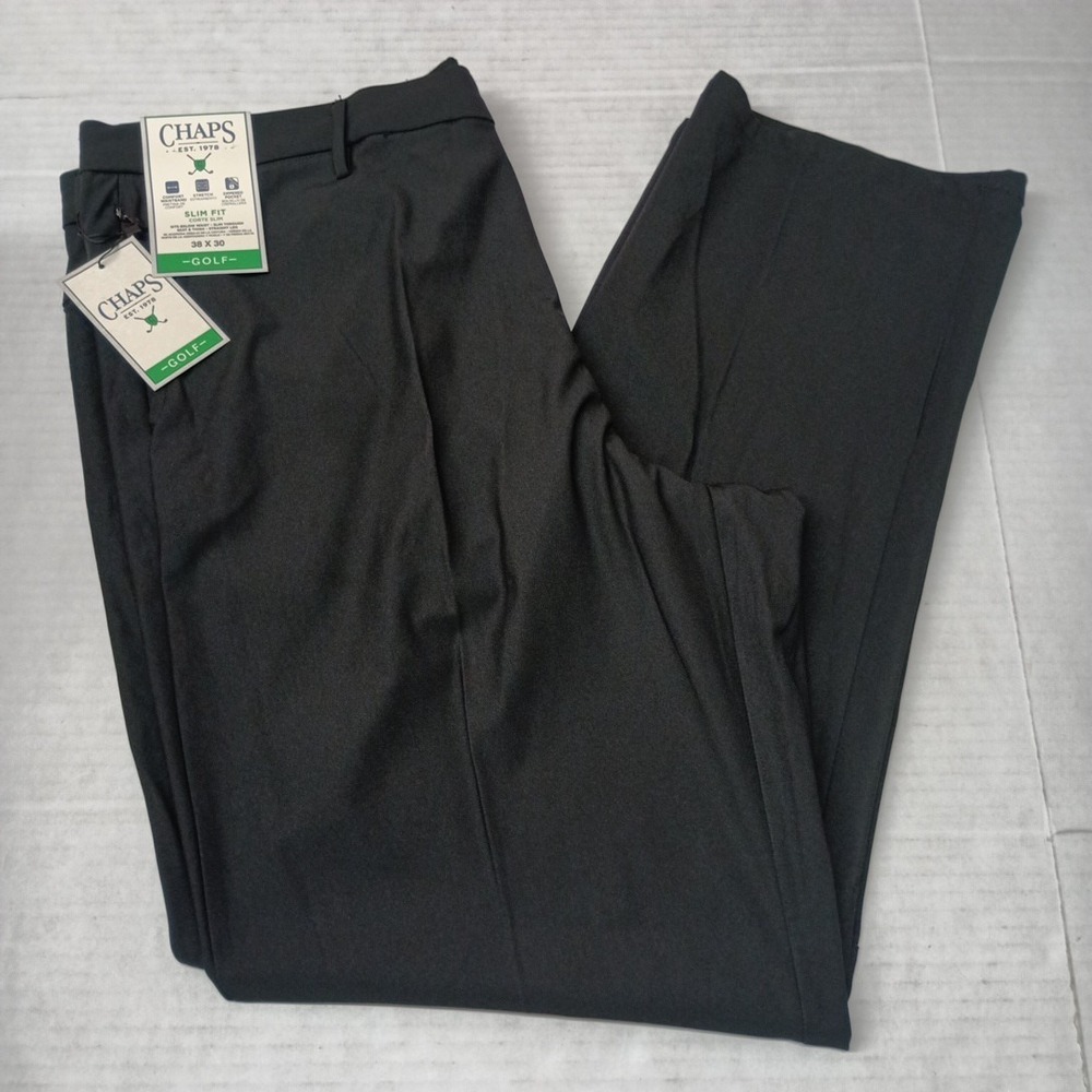 Chaps Golf Performance Slim Fit Pants Men's 38x30 Black Stretch Waistband
